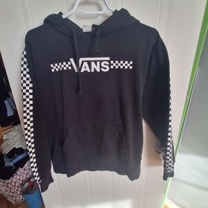 Vans Black Hoodie with Checkered Sleeves